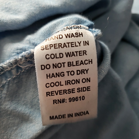 Large Soft flowy crop top / Denim look - Picture 4 of 4